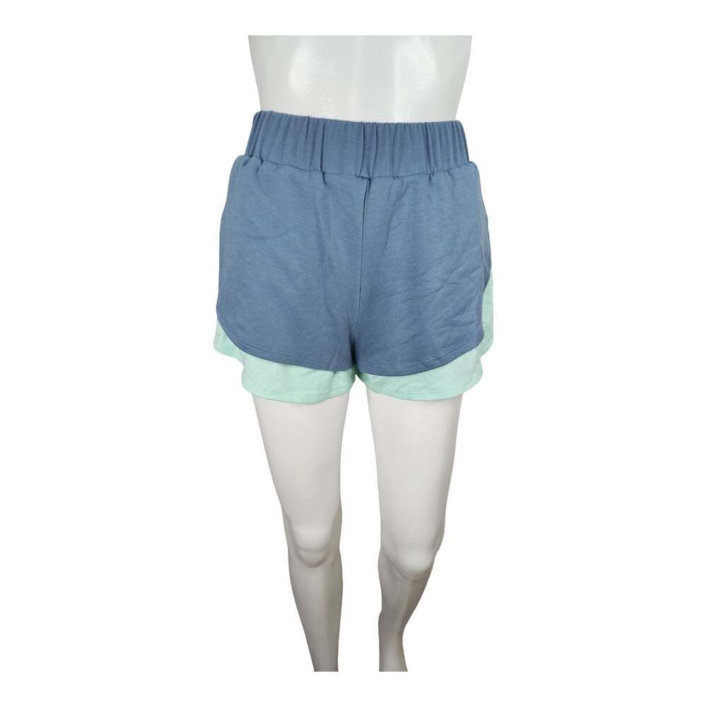 Women's Layered Athletic Running Shorts Blue Green Sz. Small NWOT